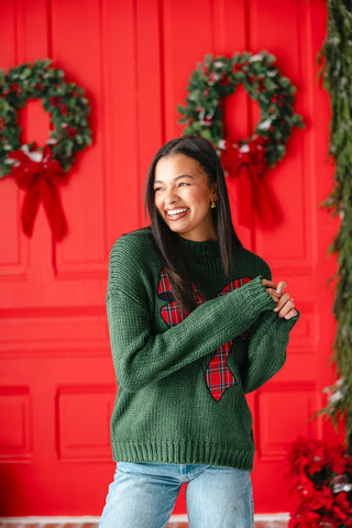 Christmas Plaid Bow Sweater | Green