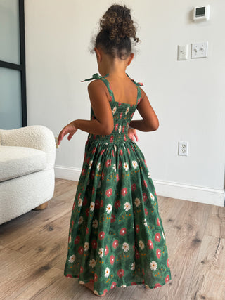 Kids Wildflower Dress | Dark Green | Tiny Talulah | FINAL SALE