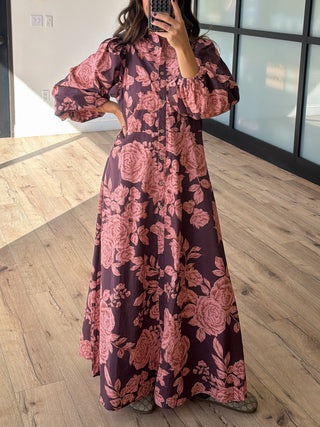 Charlotte Belted Maxi Dress | Bordeaux Rose
