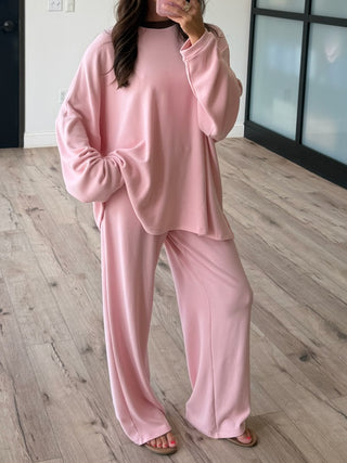 Just Chillin' Contrast Knit Pullover | Blush Roast