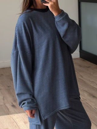 Just In Case Brush Knit Pullover | Blue Horizon