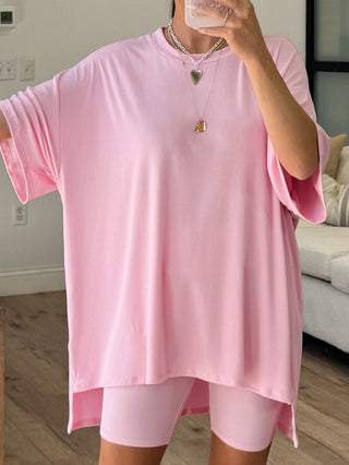 Novi Ribbed Tee + Shorts Set | Powder Pink | +Plus Available