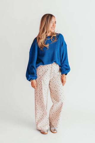 Prairie Floral Wide-Leg Pants | Blue | +Plus Available