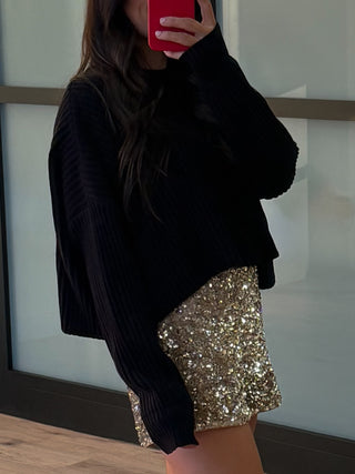 Huntley Ribbed Knit Sweater | Black