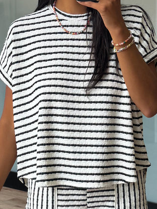Lettie Dolman Tee | Black Stripe