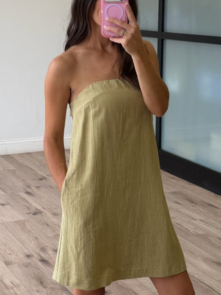 Alejandra Strapless Shift Dress | Sage