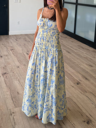Juliette Smocked Maxi Dress | Blue Haze