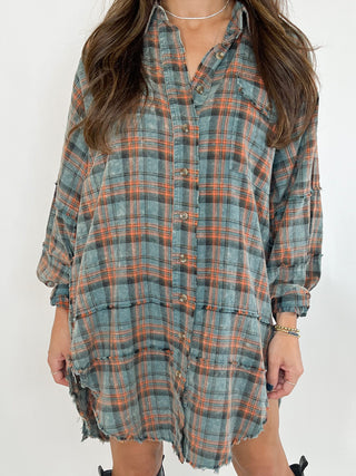 Stone Cliff Plaid Tunic | Vintage Teal | +Plus Available | RESTOCK