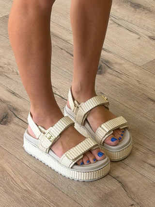 Raffia Slingback Platform Sandals
