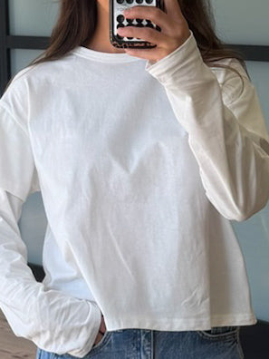 Double Layered Long Sleeve Tee | White