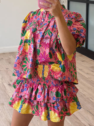 Copacabana Puff Sleeve Blouse | Tropical Passionfruit