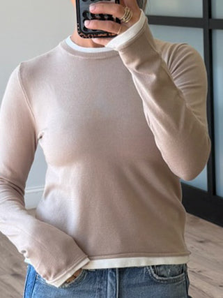 Think Twice Layered Knit Top | Mocha