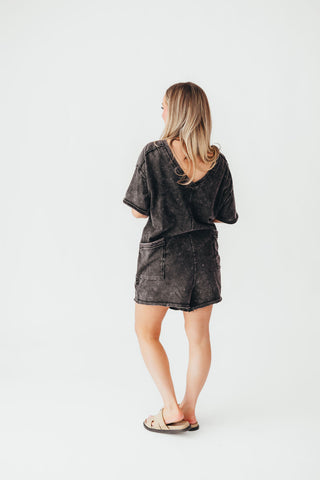 Mineral Wash Casual Romper | Washed Black | +Plus Available