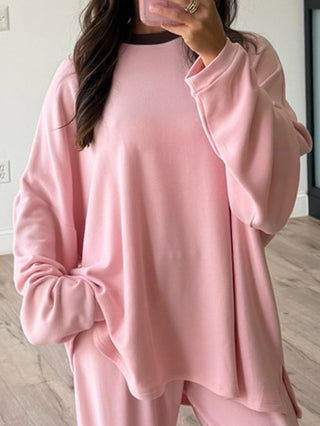 Just Chillin' Contrast Knit Pullover | Blush Roast