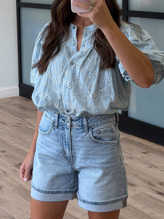 Copacabana Puff Sleeve Blouse | Blue Willow