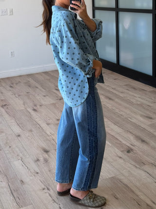 Cavi Polka Dot Denim Shacket