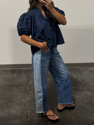 Copacabana Puff Sleeve Blouse | Dark Denim