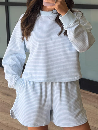 Boardwalk Stripe Crew Set | Pale Blue