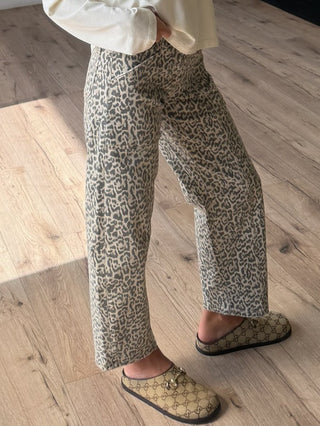 Roaming Wild Leopard Barrel Jeans