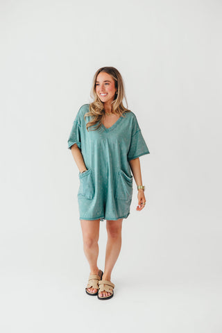 Mineral Wash Casual Romper | Jade