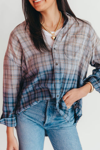 Blue Mountain Ombre Plaid Top