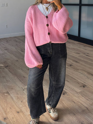 Georgie Knit Cardigan | Bubblegum