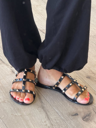 Studded Jelly Cage Sandal | Black