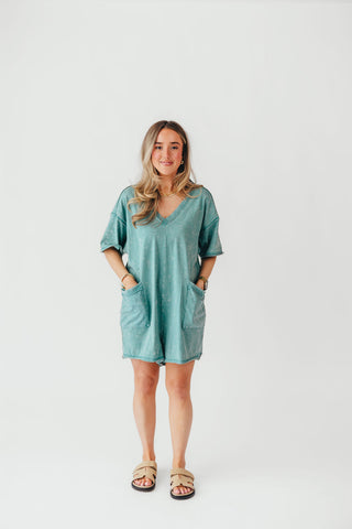 Mineral Wash Casual Romper | Jade