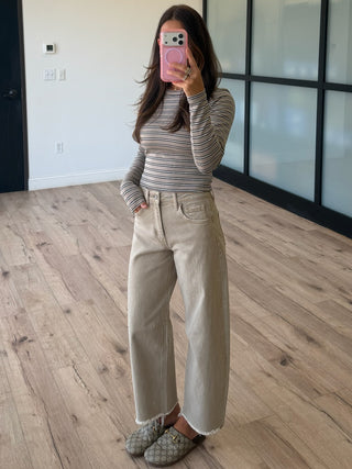 Slow Days Stripe Long Sleeve Top | Granite