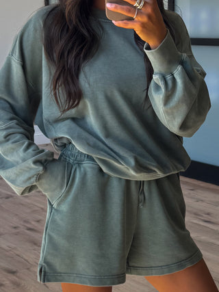 Stone Fade Terry Knit Set | Olive