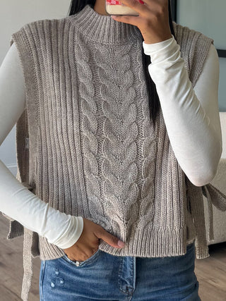 Monroe Side Tie Sweater Vest | Taupe