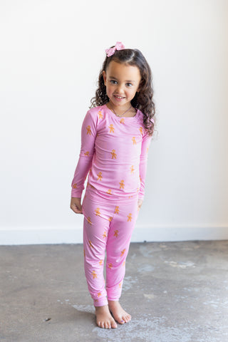 Kids Gingerbread Joy Pajama Set | Pink | Tiny Talulah