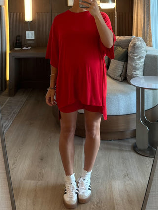 Novi Ribbed Tee + Shorts Set | Cherry | +Plus Available