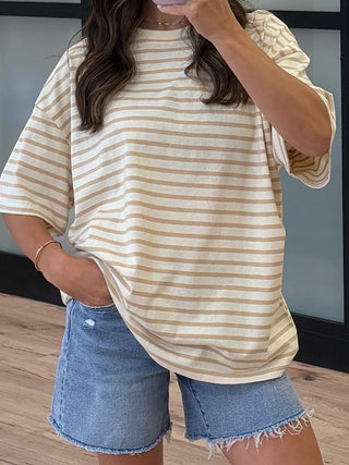 Malcolm Boyfriend Tee | Sand Stripe
