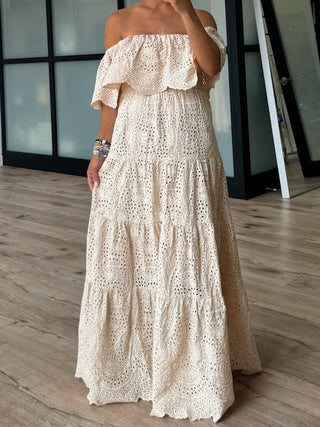 Monet Eyelet Maxi Dress | Cream