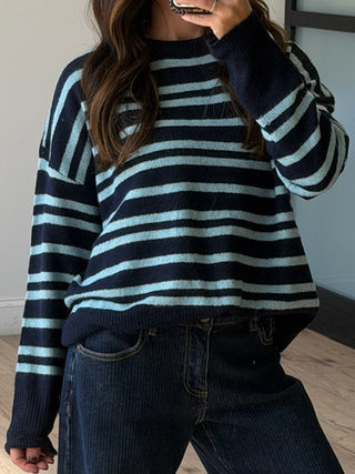 All Lined Up Knit Sweater | Blue Haze
