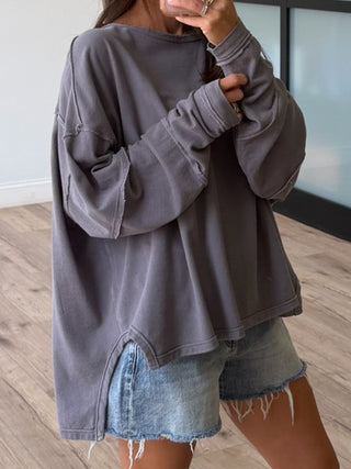 Wave Catcher Oversized Top | Charcoal