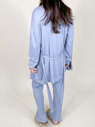 Downtime Ribbed Robe | Smoke Blue | +Plus Available | FINAL SALE