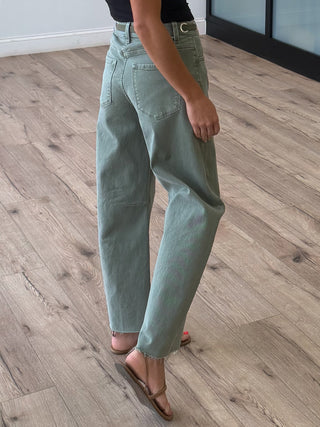 Byron Drawstring Barrel Jeans | Olive