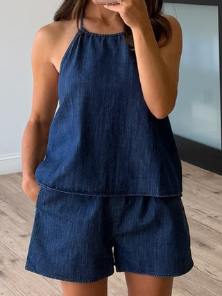 Avielle Denim Halter Top
