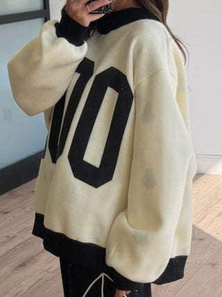 Contrast "BOO" Mock Neck Sweatshirt