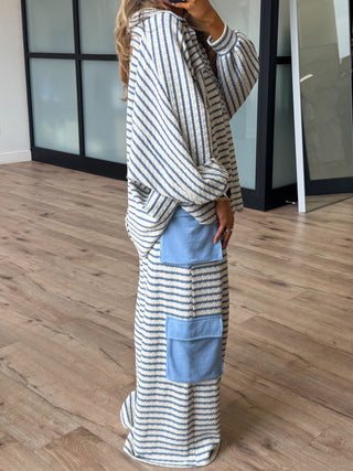 Keeley Oversized Henley | Blue Stripe