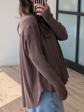 Averi Waffle Knit Top | Cocoa