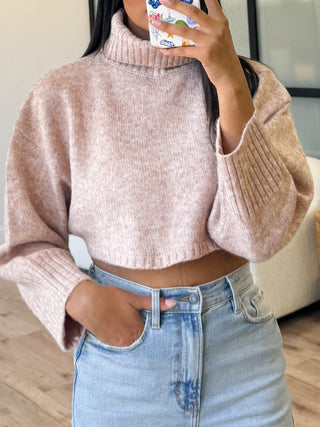 Remy Crop Turtleneck Sweater | Mauve | FINAL SALE