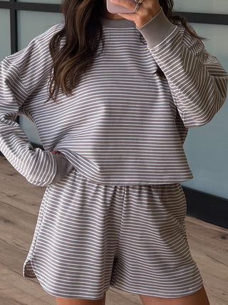 Boardwalk Stripe Crew Set | Stone