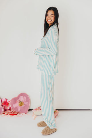 Candy Stripe Pajama Set | Blue | +Plus Available