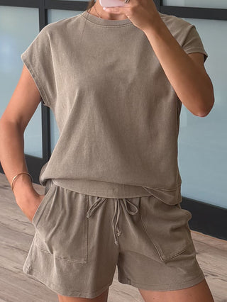 At Home Tee + Shorts Set | Mocha