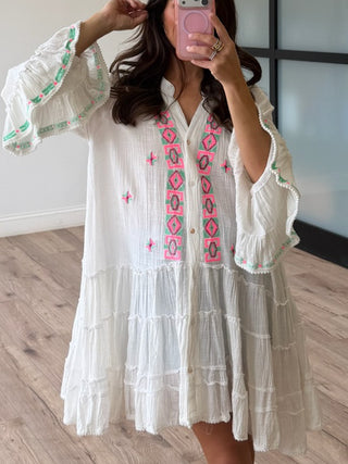 Long Time No Sea Embroidered Dress