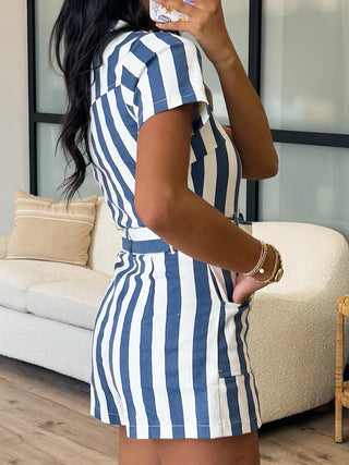 Rebel Striped Romper | Navy