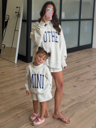 Kids "MINI" Mock Neck Shorts Set | Grey | Tiny Talulah